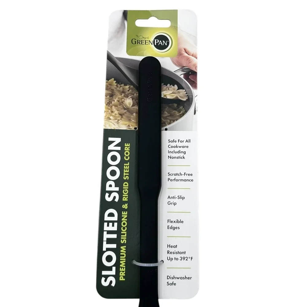 GREENPAN 3pc Spoon Turner Metal Core Silicone Utensils‎ Set Black Heat Resistant